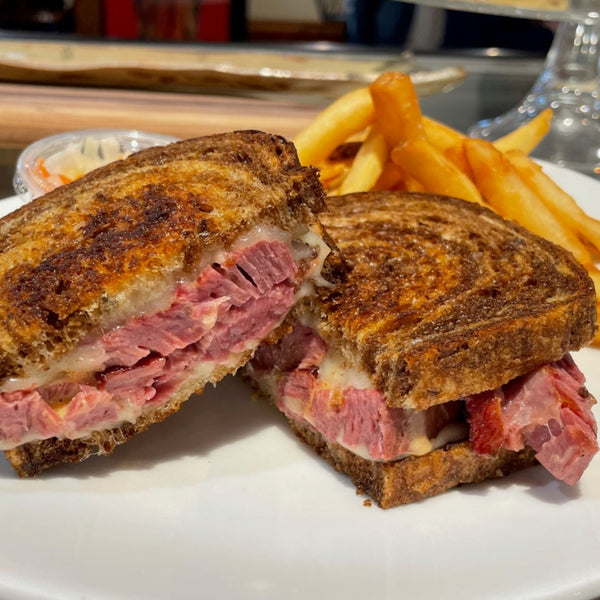 Corned Beef SDWCH on Marble Rye, Marinated Slaw Topper + 1 Side