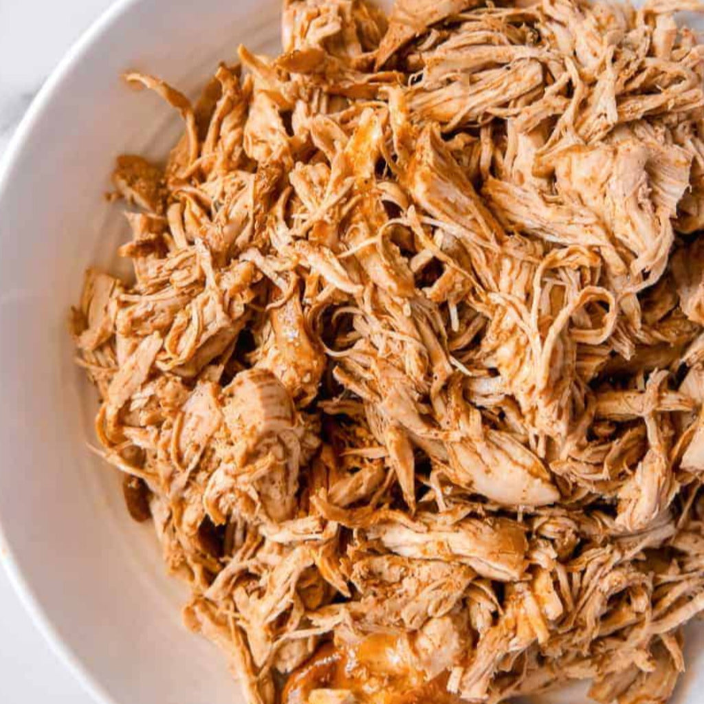 Gently Pulled Smoked Chicken by Weight (per half pound) - 24 HR NOTICE REQ